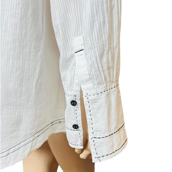 Free People Black Tie Tux Shirt Sz Large Long Sleeves 100 % Cotton Made in India - Picture 4 of 12